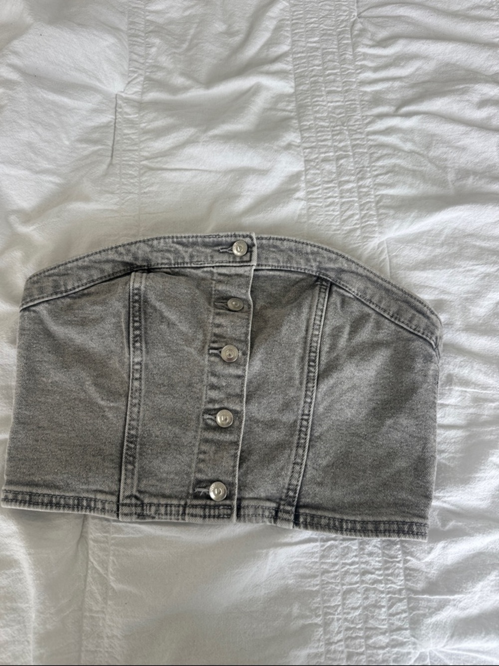 H&M Grey Denim Button-Front Mini Skirt